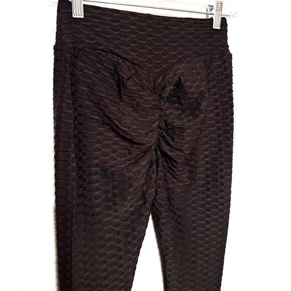 NWT Scrunch Butt Honeycomb TikTok Leggings L/XL Black - Booty Lift High Waist - Picture 3 of 7